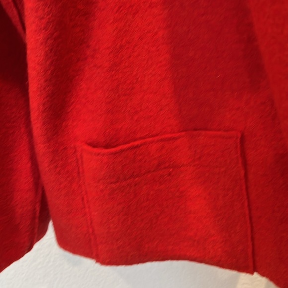 Eileen Fisher Red Wool Jacket Cardigan Cape with Pockets Medium - Picture 6 of 7